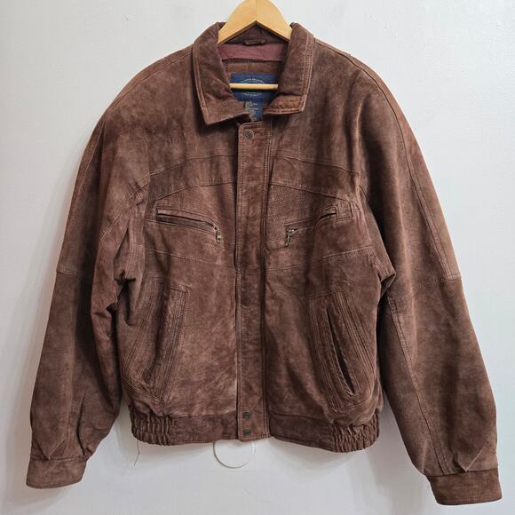 Weekends Mens Vintage 90s Brown Leather Suede Bomber Aviator Flight Jacket XL - Picture 2 of 12